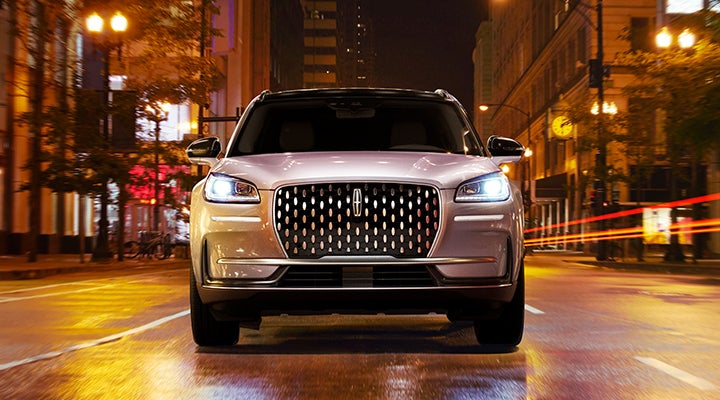 The striking grille of a 2024 Lincoln Corsair® SUV is shown. | Bill Knight Lincoln in Tulsa OK